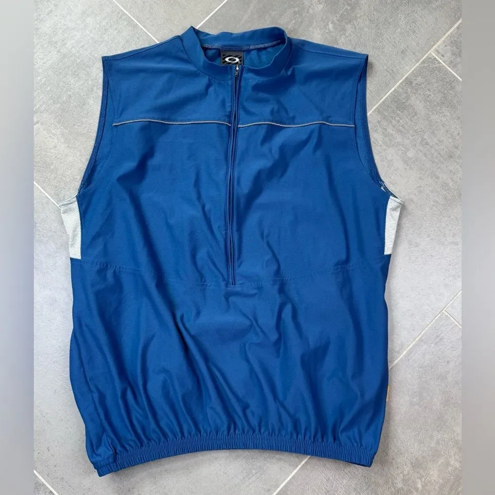 Vintage Oakley Software Cycling Jersey Vest Blue Mens L 1/2 Zip Y2K Biking